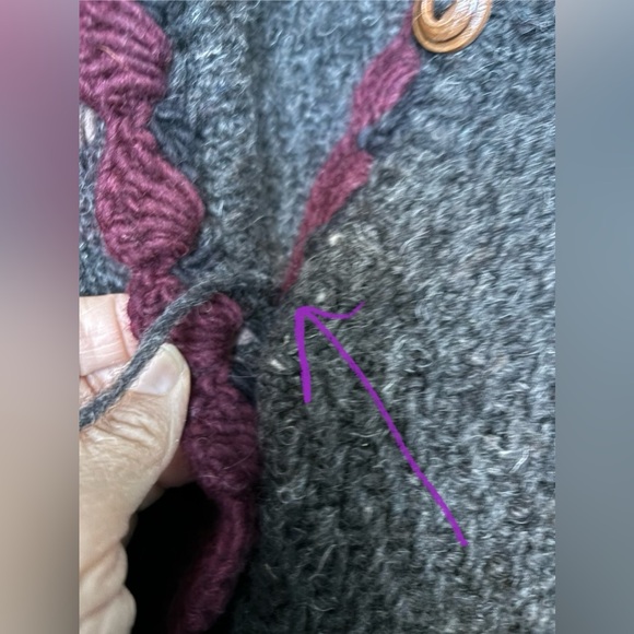 Vintage Ecuador Handmade 100% Wool Oversized Cardigan Sweater, Grey, SISANDINA - Picture 9 of 16